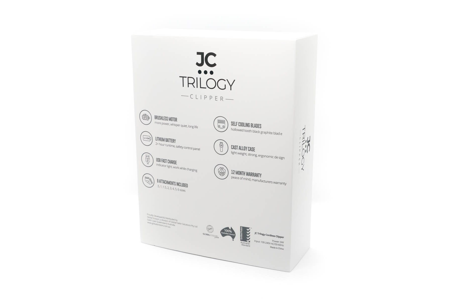 JC TRILOGY CLIPPER Matte Black - Cordless Rechargeable 2-3hr Runtime