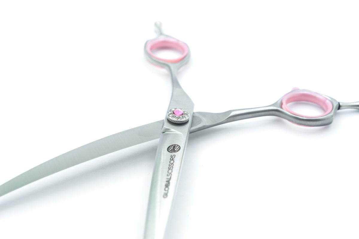 Brady Pink Diamond Pet Grooming 7.5 inch Curved Cutting Scissor