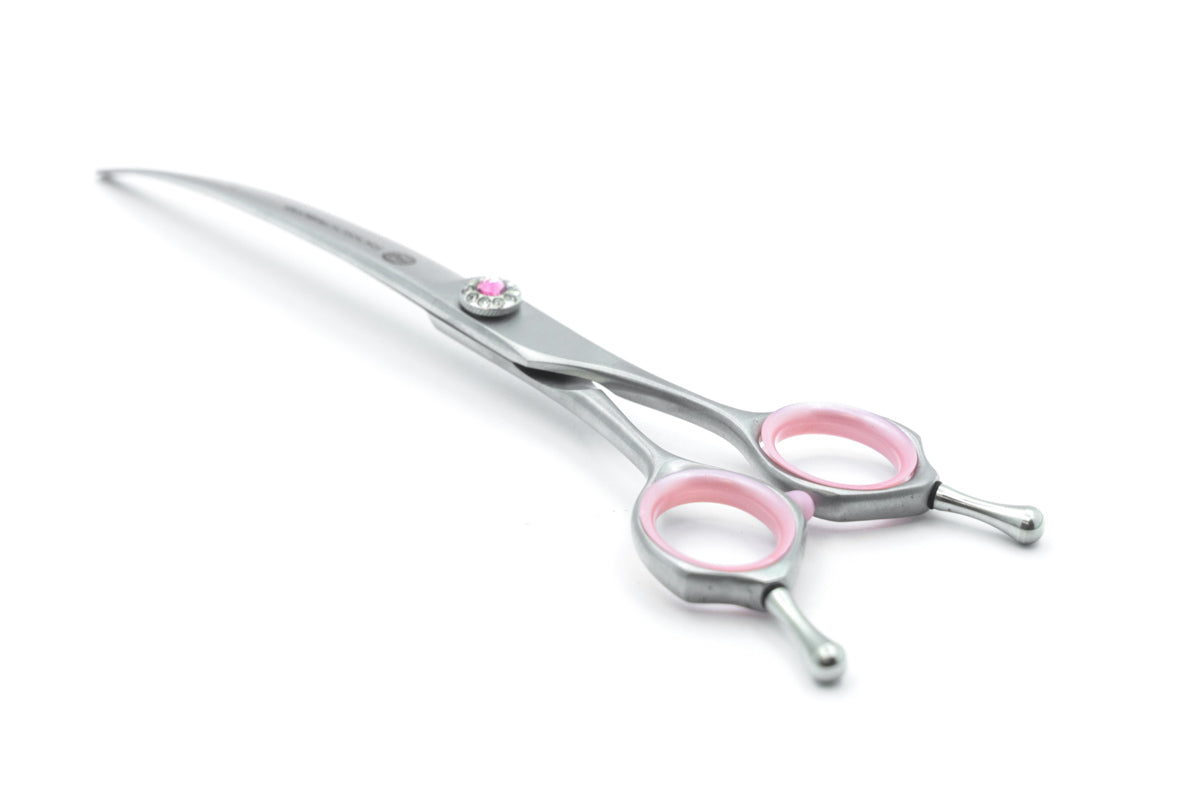 Brady Trio Bundle Pink Diamond Pet Grooming 7.5 inch Cutting, Curved and Thinning Scissor