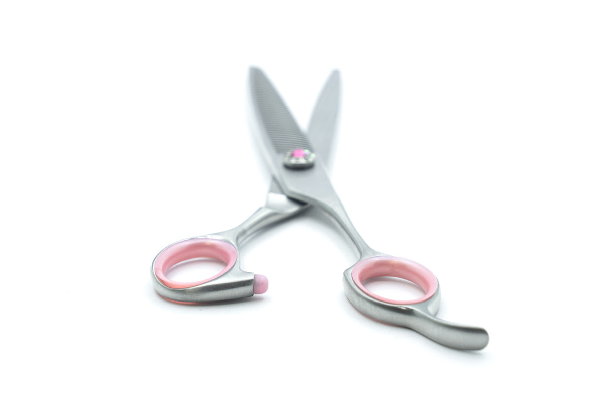 Brady Trio Bundle Pink Diamond Pet Grooming 7.5 inch Cutting, Curved and Thinning Scissor